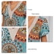 thumbnail image 5 of Blusa estampada de encaje de guipur Blusa de guipur de manga corta con pétalos y escote en V para mujer Azul XXL, 5 of 6