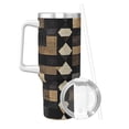 thumbnail image 2 of 40zo Ice Bar Cup With Handle Double Insulation Large Capacity Rust Prevention For Daily Travel And Other Scenes Darkvoilet Houndstooth Checkered_2, 2 of 8
