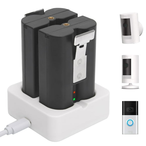 2-Pack 6040mAh Replacement Battery with Charger Station for Ring-Doorbell 2/3/4, Spotlight Camera & Stick Up Cam Indooor and Outdoor (White Charger + 2 Battery)