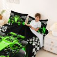 thumbnail image 3 of Manfei Race Car Bed Sheets,Checkerboard Pattern Full Size Sheets,Green,4pcs,1 Flat Sheet, 1 Fitted Sheet and 2 Pillowcases, 3 of 6