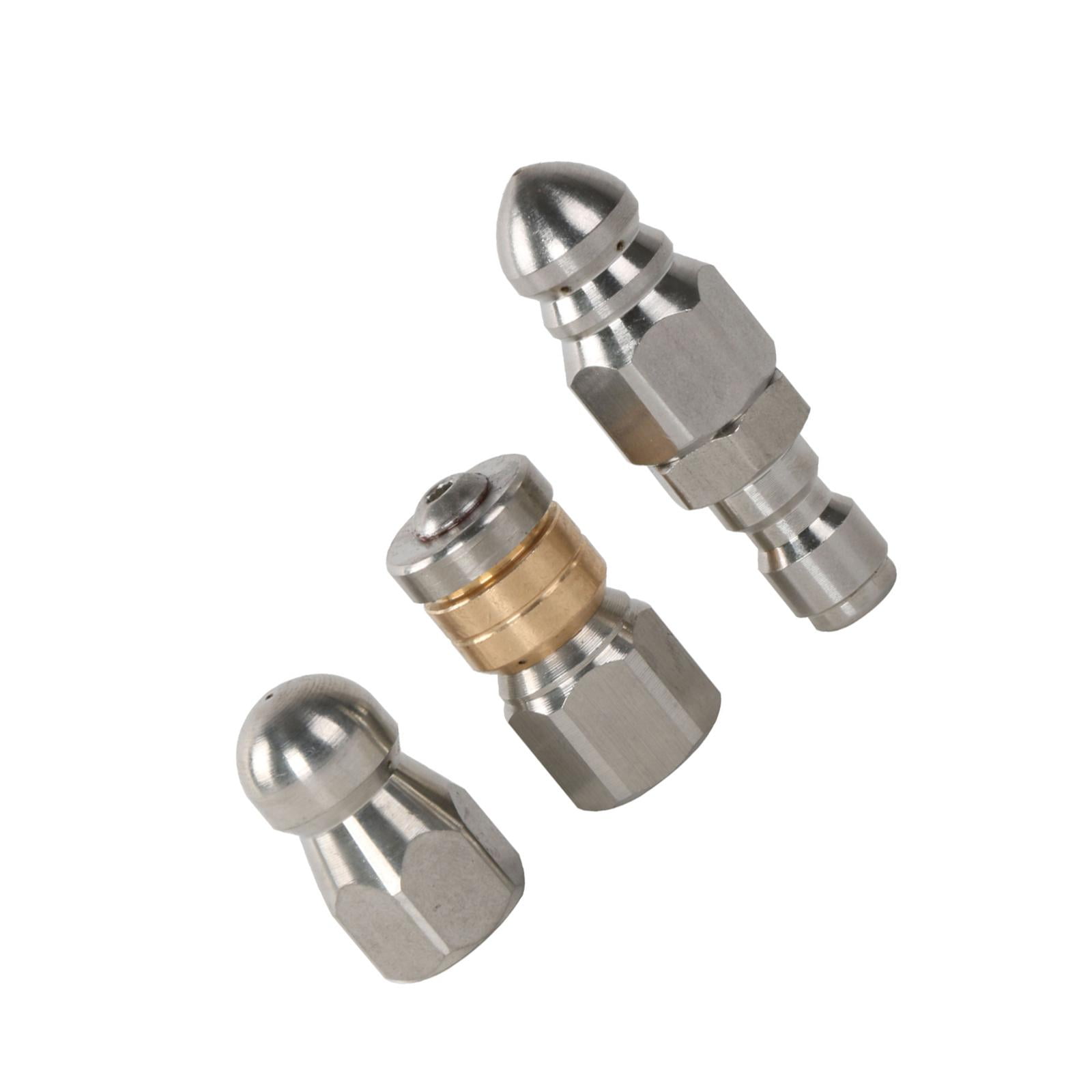 3 Pieces Stainless Steel Fixed Sewer Nozzle Drain Cleaning Nozzle Heavy