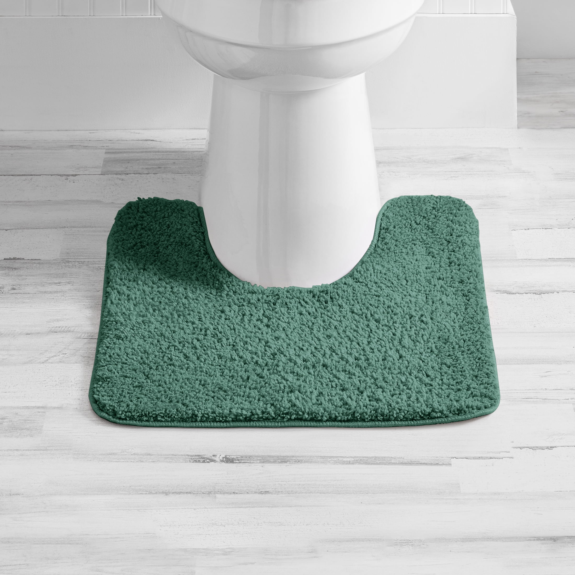 Mainstays Basic Polyester Contour Bath Rug, Green, 20" x 22"