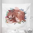 thumbnail image 1 of Deer Tapestry, Illustration of a Deer with Hares Sleeping in the Forest Wildlife Theme, Fabric Wall Hanging Decor for Bedroom Living Room Dorm, 5 Sizes, Multicolor, by Ambesonne, 1 of 1