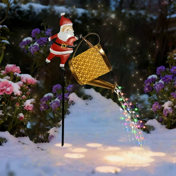 Upgraded Solar Christmas Santa Cluas Ground Lights Resin Garden Patio Decor Ambiance Grass Lamp W
