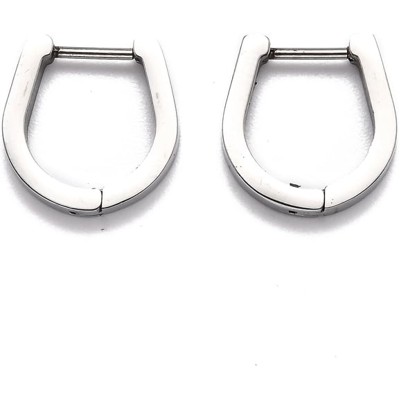Tarnish Resistant 304 Stainless Steel Huggie Hoop Earrings Horse Shoe Stainless Steel color 15x14.5x3mm Pin: 1mm