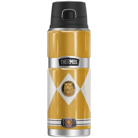 Power Rangers Yellow Ranger Emblem THERMOS STAINLESS KING Stainless Steel Drink Bottle, Vacuum insulated & Double Wall, 24oz