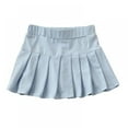 thumbnail image 2 of Girls' Pleated Athletic Skort with Built-In Shorts, Flared Tennis Skirt for Sports, School, Active Play, Prevents Wardrobe Malfunctions During Running, Yoga, and Daily Movement - Light Blue, 2 of 9