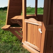 Backyard Discovery Woodland Cedar Wood Swing Set, Slide, Clubhouse, Rock Wall, Snack Bar