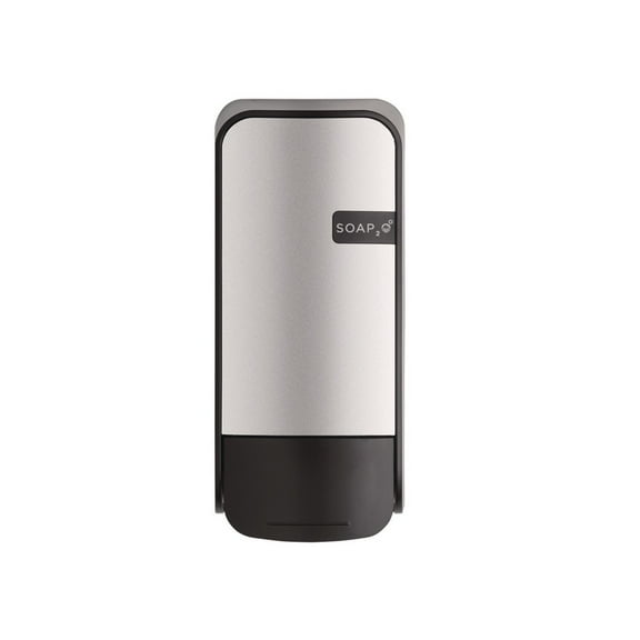 SOAP2O 2100BS-13-SP R-EA 1000 mL 5 in. x 5 in. x 11 in. Wall-Mounted Dispenser - Black/Faux Stainless Steel