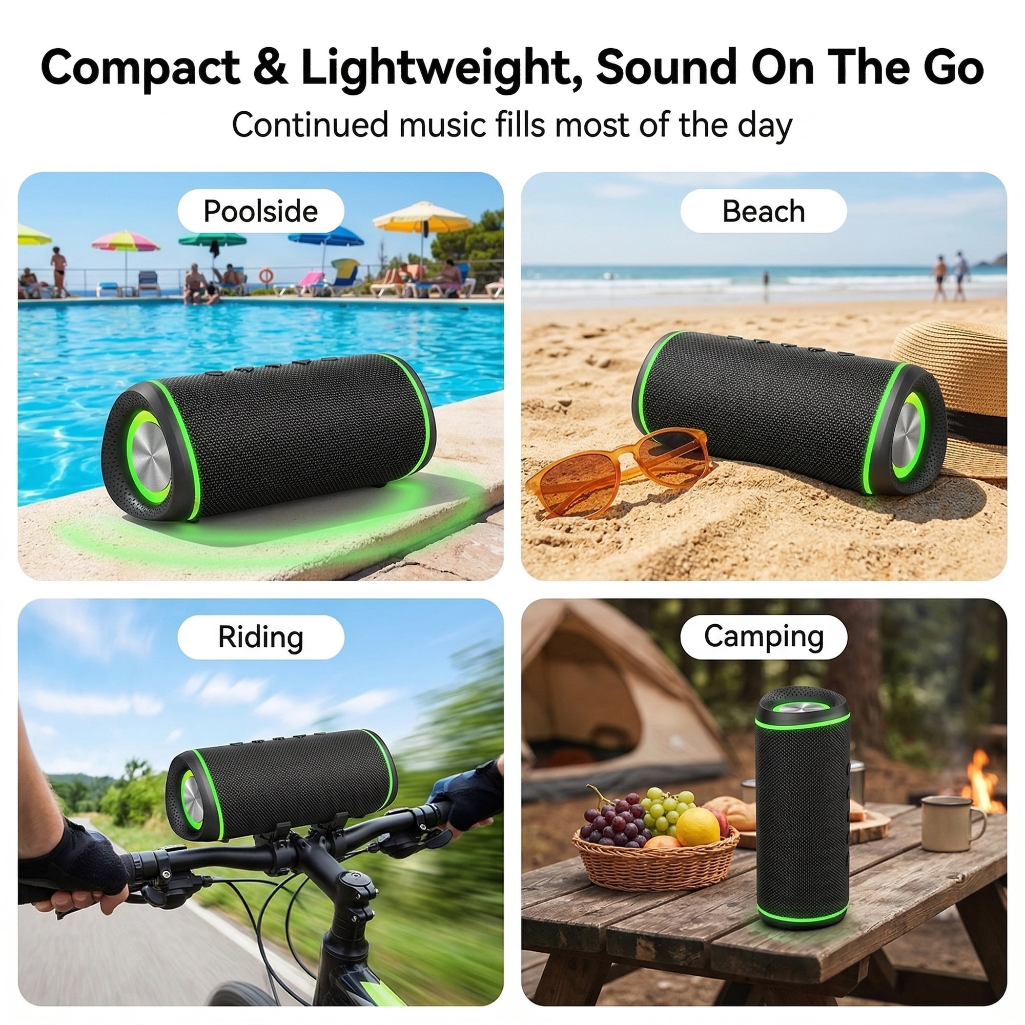 DAYBETTER Portable Bluetooth Speaker, IPX5 Waterproof Bluetooth 5.3 Speaker with 30W Powerful Sound 24H Playtime, Flashing Lights Wireless Pairing for Outdoor/Party/Beach/Travel/Gifts