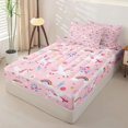 thumbnail image 2 of Erosebridal Cute Unicorn Zipper Twin Comforter Sets with Fitted Sheet and 2 Pillowcases,Rainbow Floral Heart Zipper Bedding Set For Girls,Pink Reversible,4pcs, 2 of 7