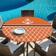thumbnail image 6 of Orange Morocco Round Tablecloth, Fitted Table Cover with Elastic for 36"-44" Round Tables, Nautical Anchor Stripe Modern Geometric Table Cloth Outdoor Indoor Dinning Party Waterproof Tablecloths, 6 of 7