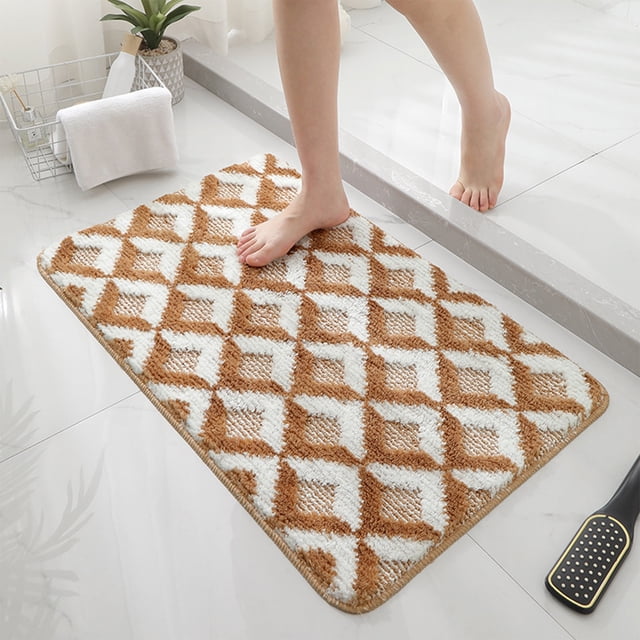 Bathroom Rug, Water Absorbing Doormat, Machine-Woven Carpet, Secure Grip Entryway, Non-Slip Doorstep Foot Mat, Modern Home Decor