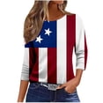 thumbnail image 3 of Conairie 4th of July Shirt Women Loose Crew Neck 3/4 Sleeve Patriotic T Shirts With American Falg Print Basic Work Tee Vacation Clothes Red S, 3 of 7