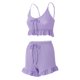 thumbnail image 4 of Top Corto + Pantalones Cortos Mujeres Cami Top + Shorts Conjuntos de 2 piezas Volantes Chaleco Top + Shorts Conjunto de playa (Púrpura L) Cgtredaw Para estrenar, 4 of 9