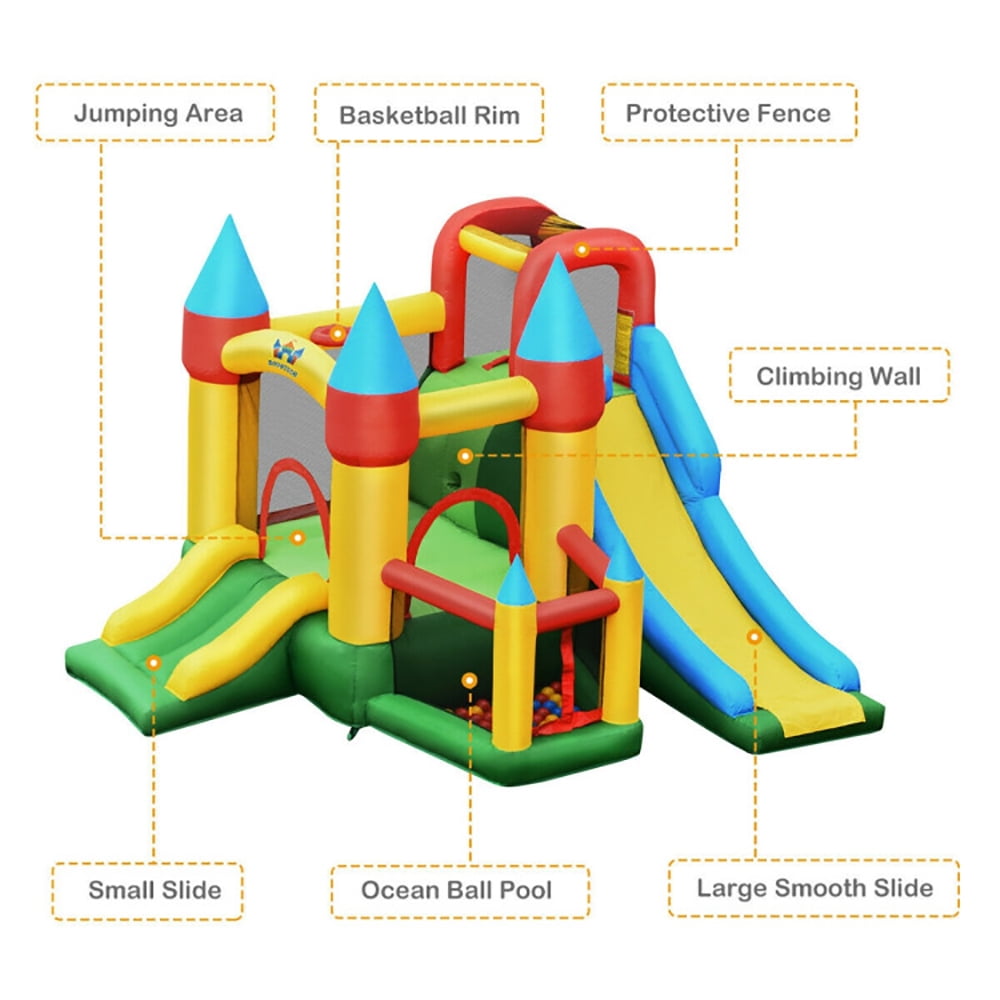 Aimee Lii Kids Inflatable Dual Slide Jumping Castle with 780W Blower, Playhouse for Kids Outdoor