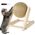 thumbnail image 1 of Cat Scratching Ball Natural Sisal Cat Scratcher Toy with Catnip Interactive Solid Wood Scratcher Ball 7x7x6.3 Inch Cat Scratch Post with Rotatable Ball for Indoor Cats and Kitten, 1 of 7