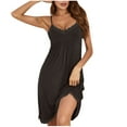 thumbnail image 2 of Abomasnow Women's Nightgown V-neck Babydoll Chemise Sleepwear Sexy Lace Strap Nightwear Soft Full Slip Lingerie for Women S-XXL, 2 of 3