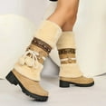 thumbnail image 4 of Joykidd Women's Pom‑Pom Winter Knee-High Boots Suede Platform Lug Sole Plush Mid-Calf Boots for Holiday Party Festival Outfits, 4 of 5