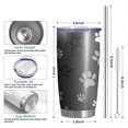 thumbnail image 6 of 20 Oz Grey Dog Paw Footprint Coffee Tumbler Double Wall Insulated Stainless Steel Water Bottle | Metal Reusable Thermoses Flask with Cup Cap | Leak & Sweat Proof with Anti-Dust Lid, 6 of 7