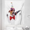 thumbnail image 1 of Popstar Party Tapestry, Jack Russel Dog Sunglasses Crazy Hat and Bowtie Singing Birthday Song, Fabric Wall Hanging Decor for Bedroom Living Room Dorm, 5 Sizes, Multicolor, by Ambesonne, 1 of 1