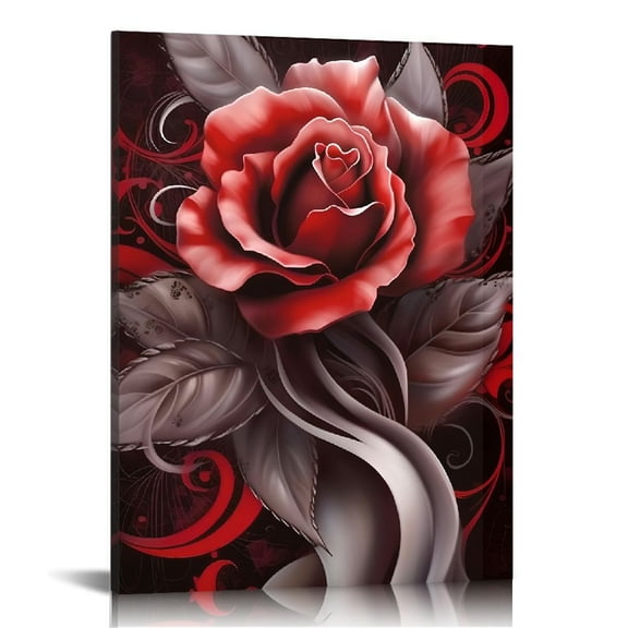 Pratyus Red Rose Canvas Prints Wall Art Home Decoration Modern Style - Perfect for Living Room, Bedroom, Office - Gift Idea for Wedding, Christmas, Mother's Day 12x16in