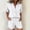 White women's 2 piece shorts set a1, variant on Cagogo Women's 2 Piece Shorts Set Casual Summer V Neck Short Sleeve Top with Pocket Solid Loose Outfits Matching Lounge Sets Tracksuits Travel Airport Clothes, Khaki L