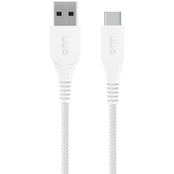 onn USB-C to USB-A 6-Foot Braided Charging Cable - White