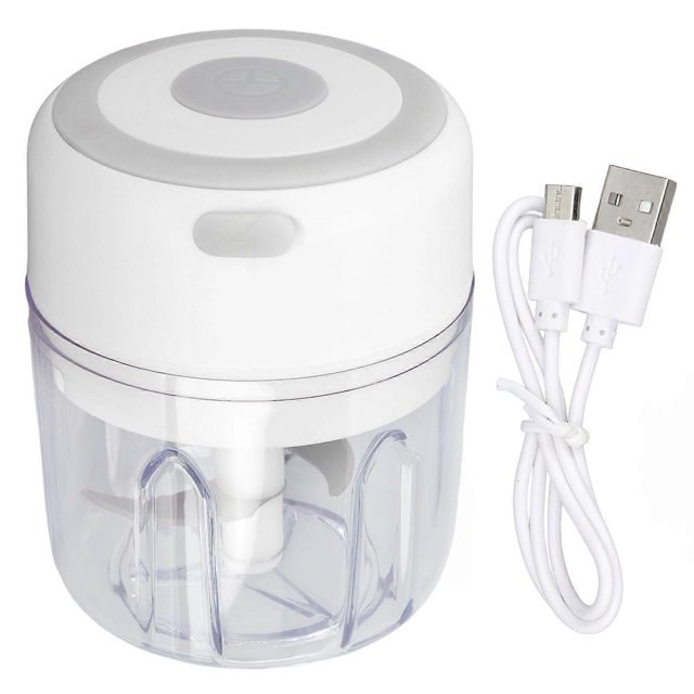 Mini Electric Garlic Chopper Large Capacity Powerful Motor 304 Stainless Steel Food Processor 250ml White