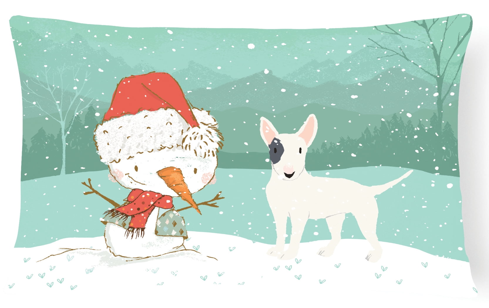 White Spot Bull Terrier Snowman Christmas