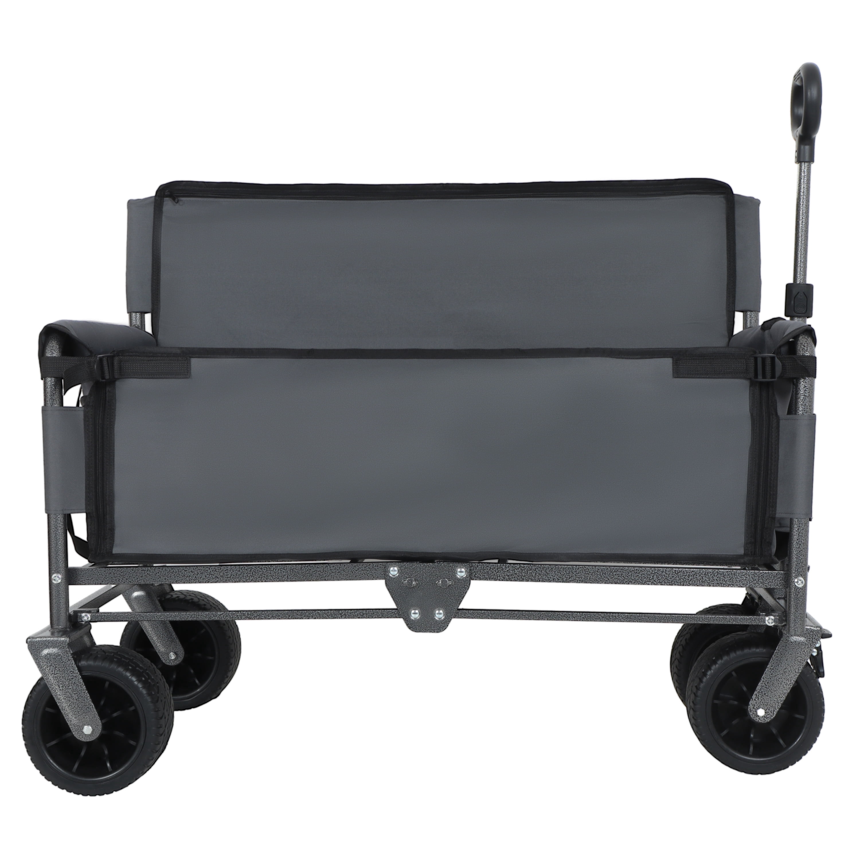 3-in-1 Convertible Folding Wagon Cart with Bench Seat, 500lbs Heavy-Duty, 180L Capacity, All-Terrain Wheels, Ultra-Compact Fold, Gray for Camping/Beach/Sports/Garden
