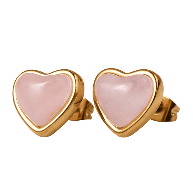 LuckyLy Aretes Mujer de Corazón con Piedras Naturales, Acero Inoxidable con Baño Oro 14k – Joyería para Mujer, Regalos para Mujer San Valentín y Navidad, Regalos para Mamá rosa claro Unitalla