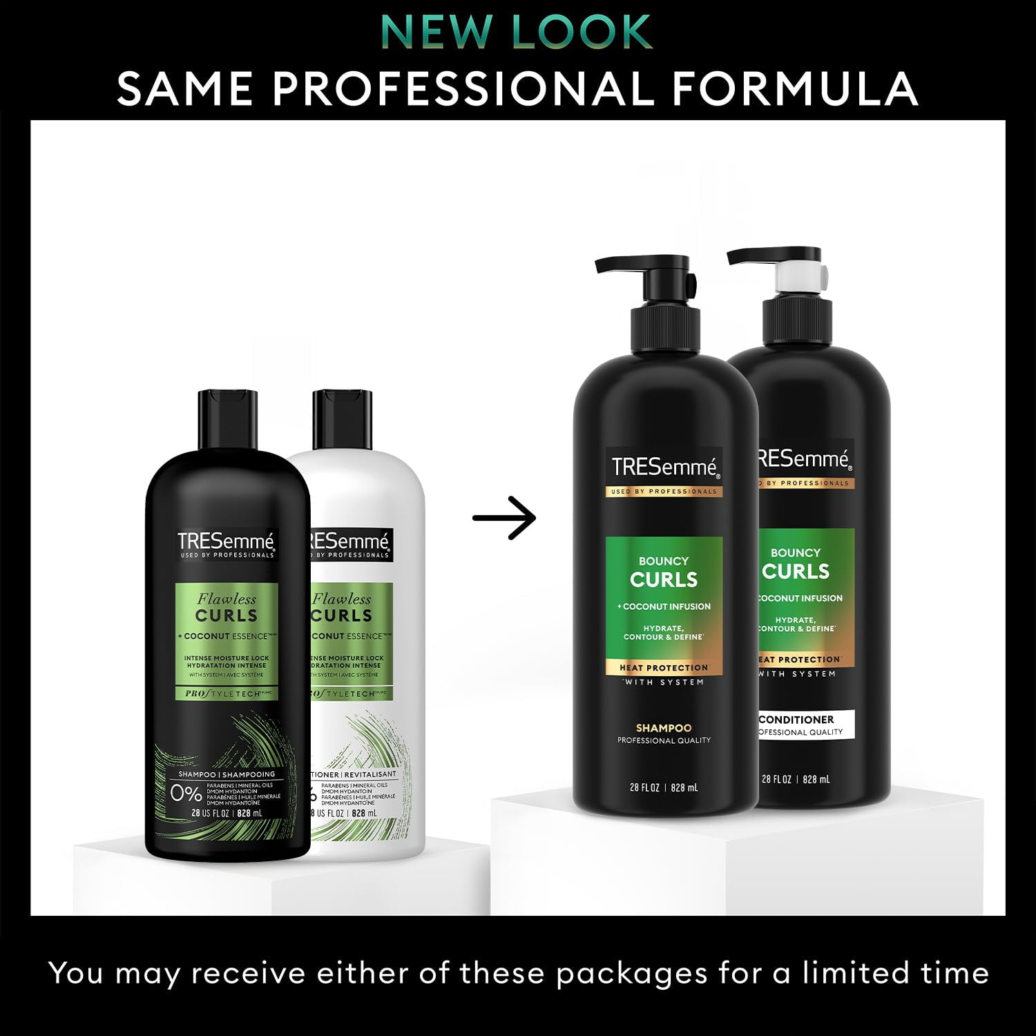 TRESemmé Shampoo and Conditioner Set, Bouncy Curls – Hydrating Curl-Defining, Curly Hair Formula, Frizz-Control Products, 28 Oz Ea