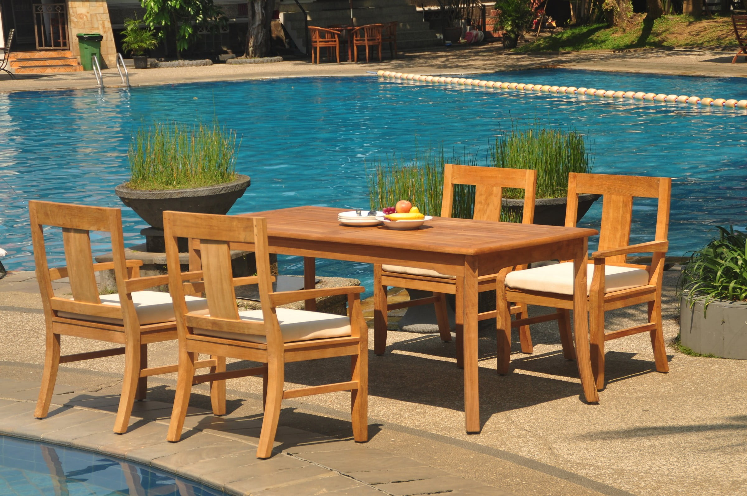Grade-A Teak Dining Set: 4 Seater 5 Pc: 71" Rectangle Table And 4 ...