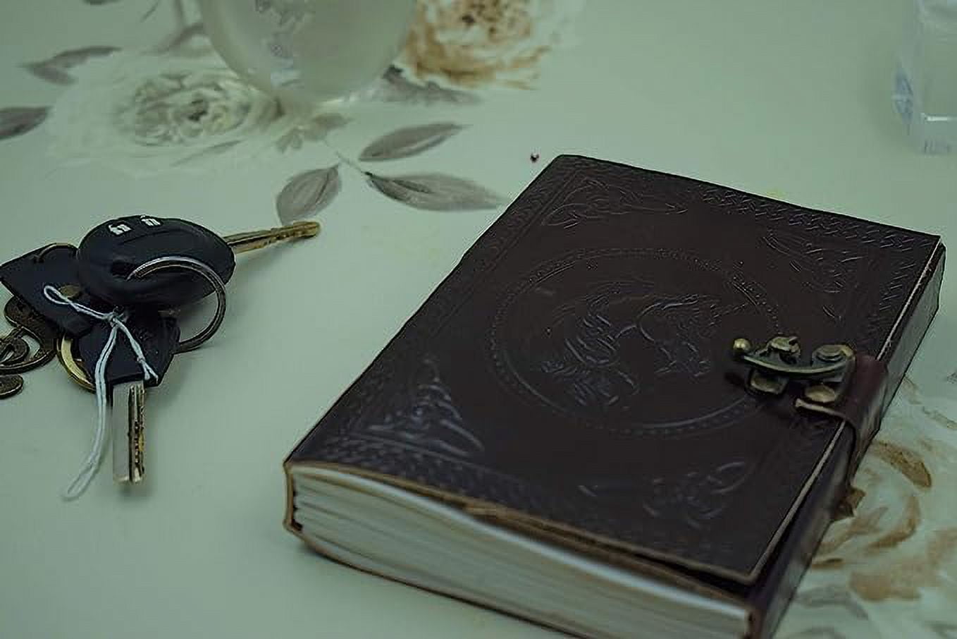 OVERDOSE Horse Leather Journal with - Antique Handmade Un Paper | Leather Bound Journal | Leather Sketchbook - Drawing Journal | Notebook - (Vintage Brown Diary- 5"x7" inches | 12.7 x 17.78 cm