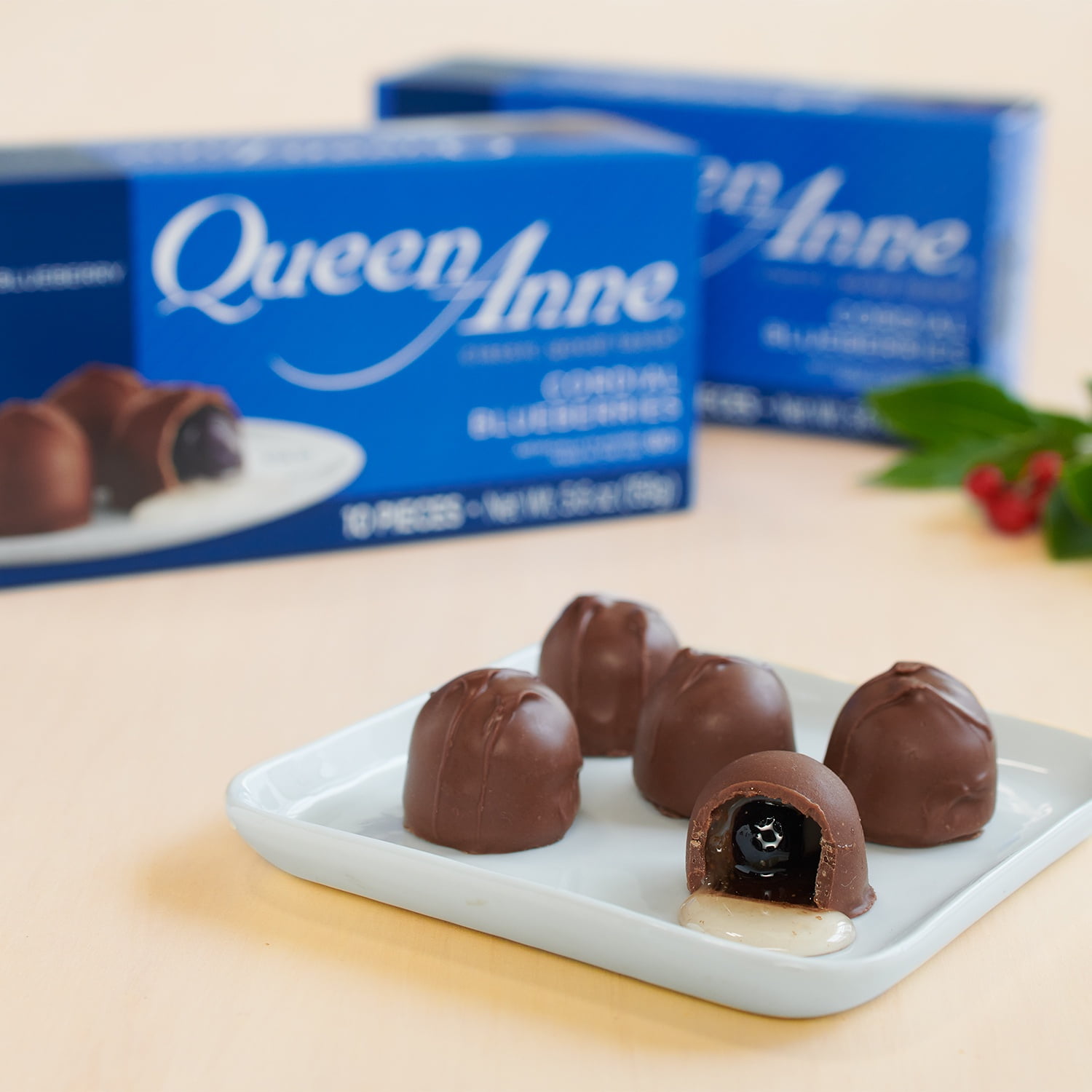 (2 pack) Queen Anne Milk Chocolate Cordial Blueberries, 5.6 oz, 10 Pieces