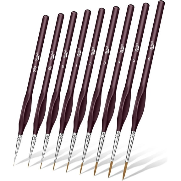 Mr. Pen- Detail Paint Brushes Set, 9 pcs, Brown, Miniature Paint Brushes