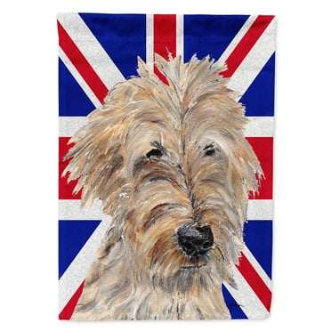 Golden Doodle with English Union Jack British Flag Garden Flag