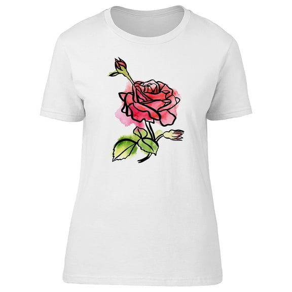 Paint Stains With Rose Design T-Shirt Women -Image by Shutterstock, Female XX-Large