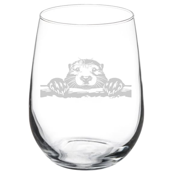 Wine Glass Goblet Gift Peeking Otter (17 oz Stemless)
