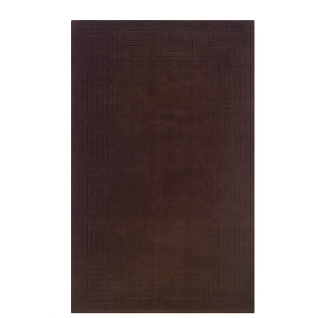Linon Classic Greek Key Hand Woven Wool 8'x10' Rug in Brown