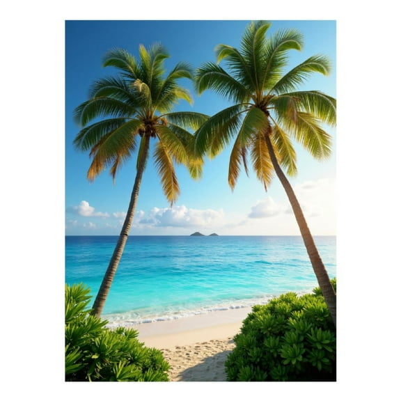 Diamond Art Kits for Adults, Tropical Beach Palm Trees Ocean View 5D Diamond Painting Kits for Adults Beginners, DIY Full Drill Diamond Painting, Gem Art and Crafts 12x16