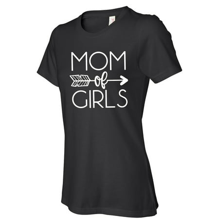 Vinyl Boutique Shop Mom of Girls women's black t shirts, Cute Mom t-shirt with