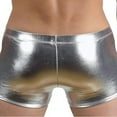 thumbnail image 4 of Wyobmus Men's Faux Leather Briefs Slim Fit Shiny Underwear Shorts Steel Pipe Leather Underpants Silver, 4 of 5