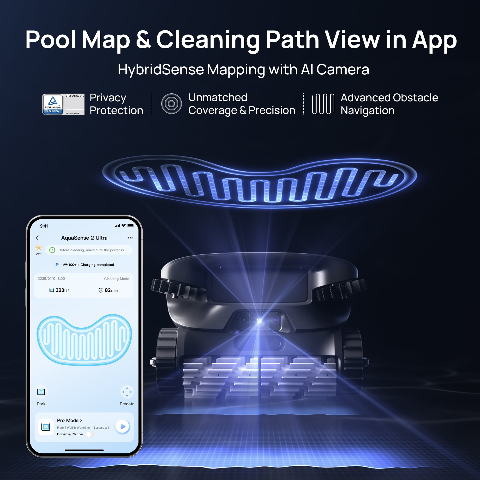 Beatbot AquaSense 2 Ultra Cordless Pool Vacuum Robot for Complex Pools, AI Camera, 5-in-1 Cleaning, Smart Surface Parking,Water Clarification