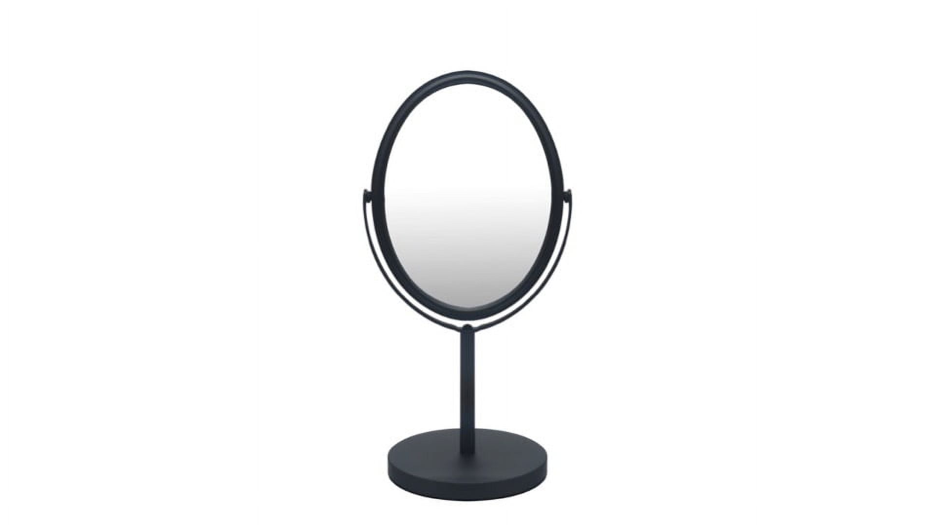 Eden Bath Round Two Sided 5X Black Framed Freestanding Makeup / Shaving Mirror