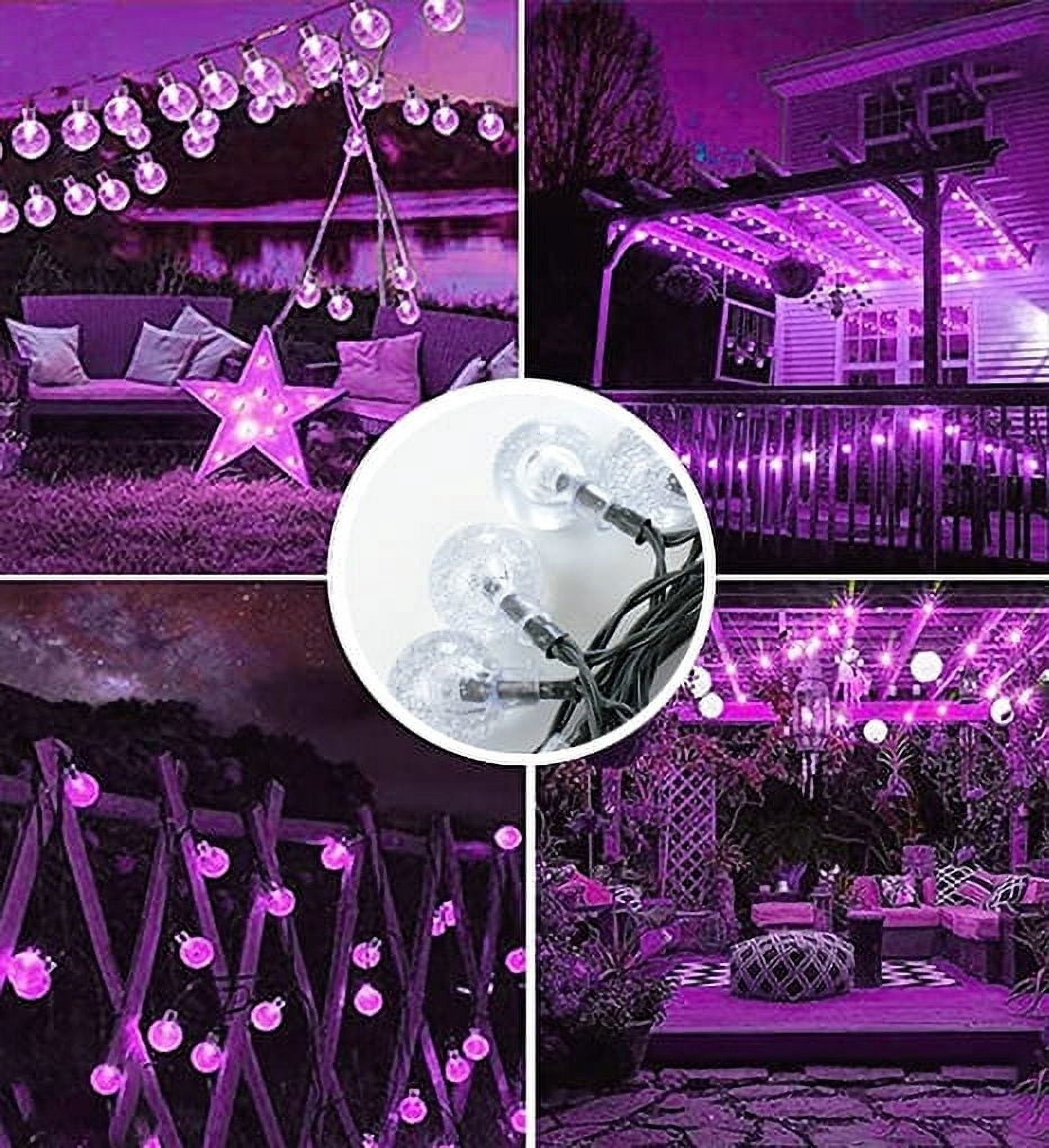Perfect Holiday 30 LED Solar String Lights,Waterproof with Bubble Design Bulbs for Outdoor Home decor, Christmas, Parties, Garden - Pink