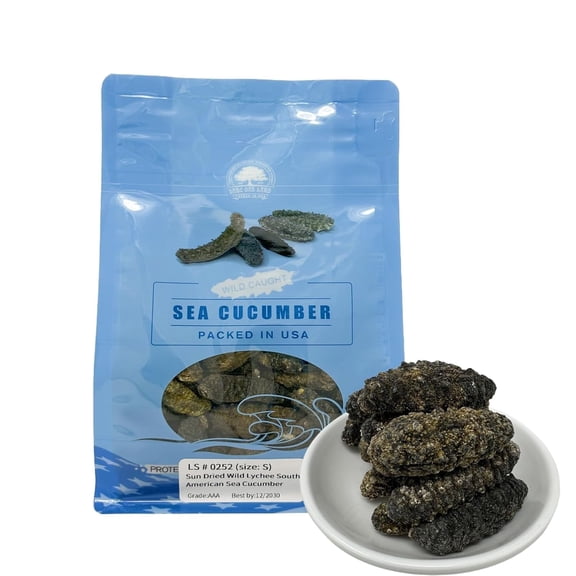 South American Premium Wild Caught Dried Sea Cucumber, 40-50Pcs Sea Cucumber Rich In Protein, Vitamins and Minerals Small 8OZ Bag
