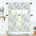 thumbnail image 5 of Yellow Flower Curtain for Kitchen Bathroom Beautiful White Floral Rod Pocket Window Tier Curtains Valance Set 3 Pcs Plant Printed Curtains 54 x 18 inches + 27.5 x 36 inches *2, 5 of 6