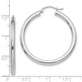 thumbnail image 2 of 10k White Gold Polished 3mm Lightweight Tube Hoop Earrings 35mm Long 3mm Thick Hoop Earring for Women, 2 of 2